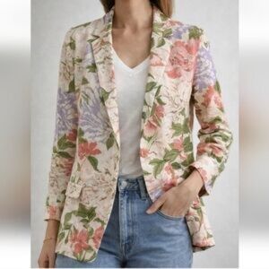 Joie Floral Linen Blazer in Coral, Lilac & Olive NEW!